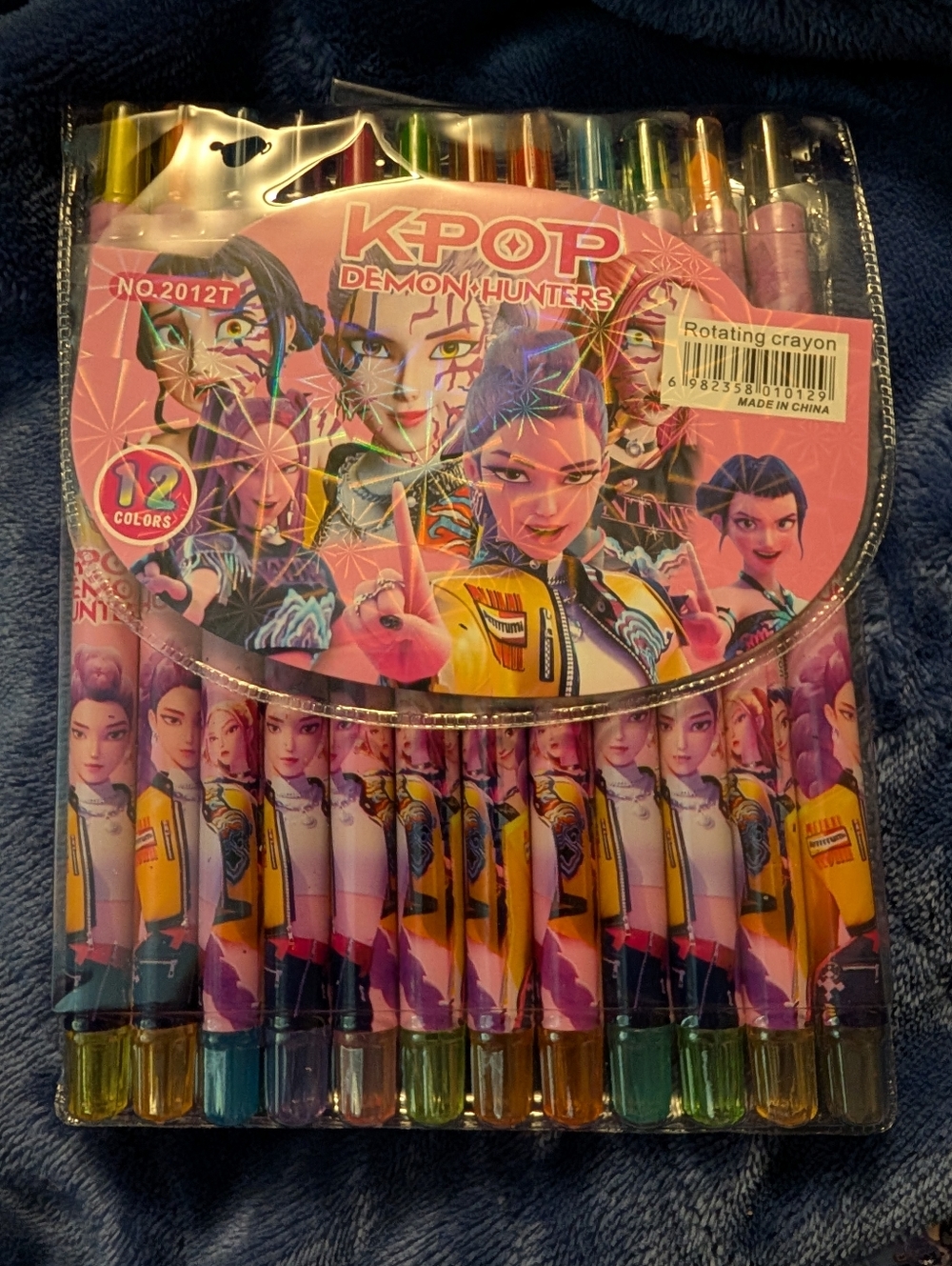 KPOP Demon Hunters Rotating Crayon Set - 12 Color Pink Pack